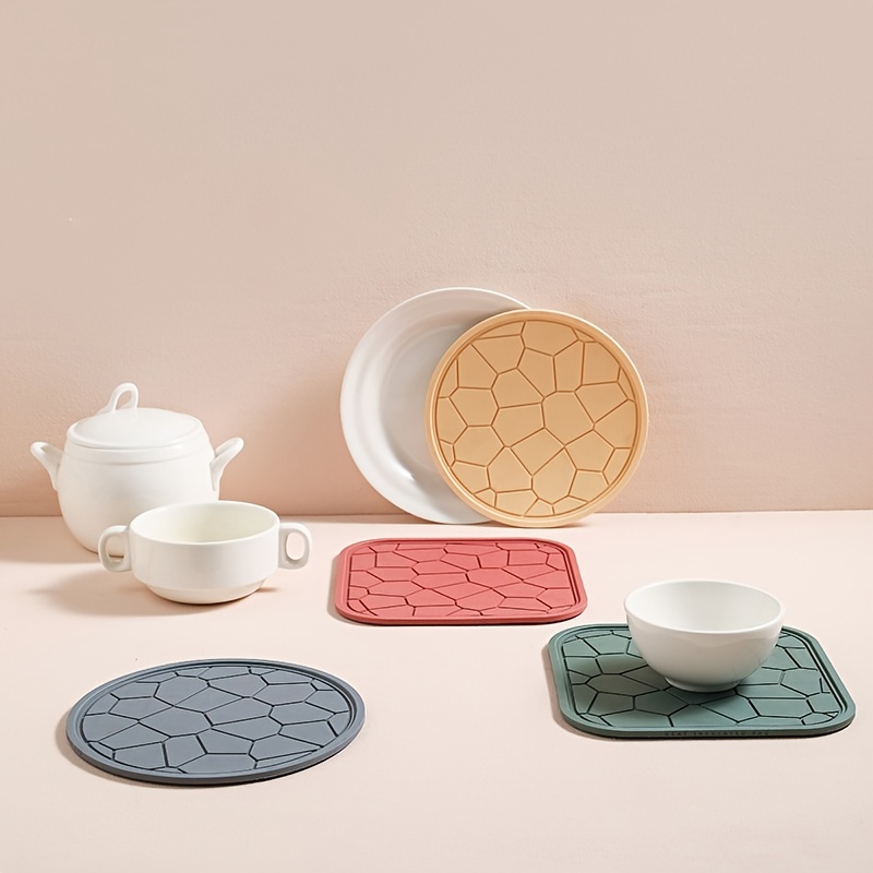 1pc Round Silicone Insulation Mat, Heat Resistant Anti-scald Anti-slip  Table Mat, Pot Bowl Cup Mat 7in