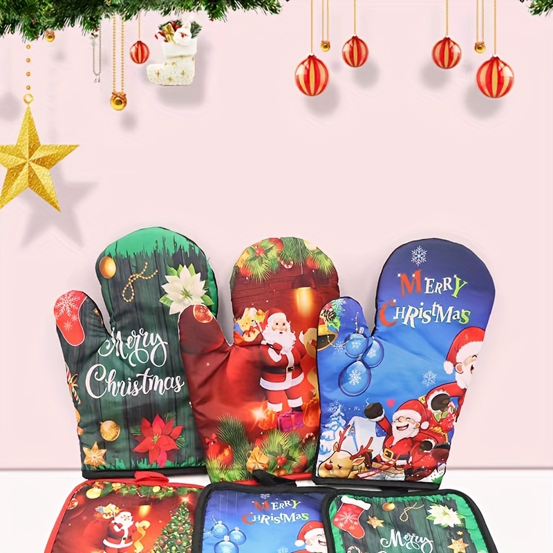 Qugrl - Guantes de cocina para horno y ollas de Navidad con diseño de  animales de Navidad