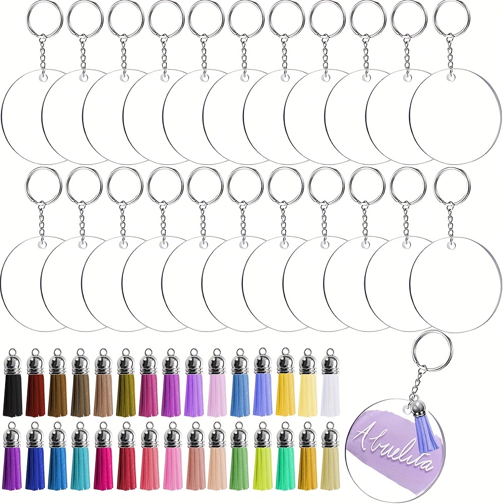 Acrylic Keychain Blanks, Audab 108pcs Clear Keychains for Vinyl Kit  Including 36pcs Acrylic Blanks, 36pcs Keychain Rings and 36pcs Jump Rings  for DIY