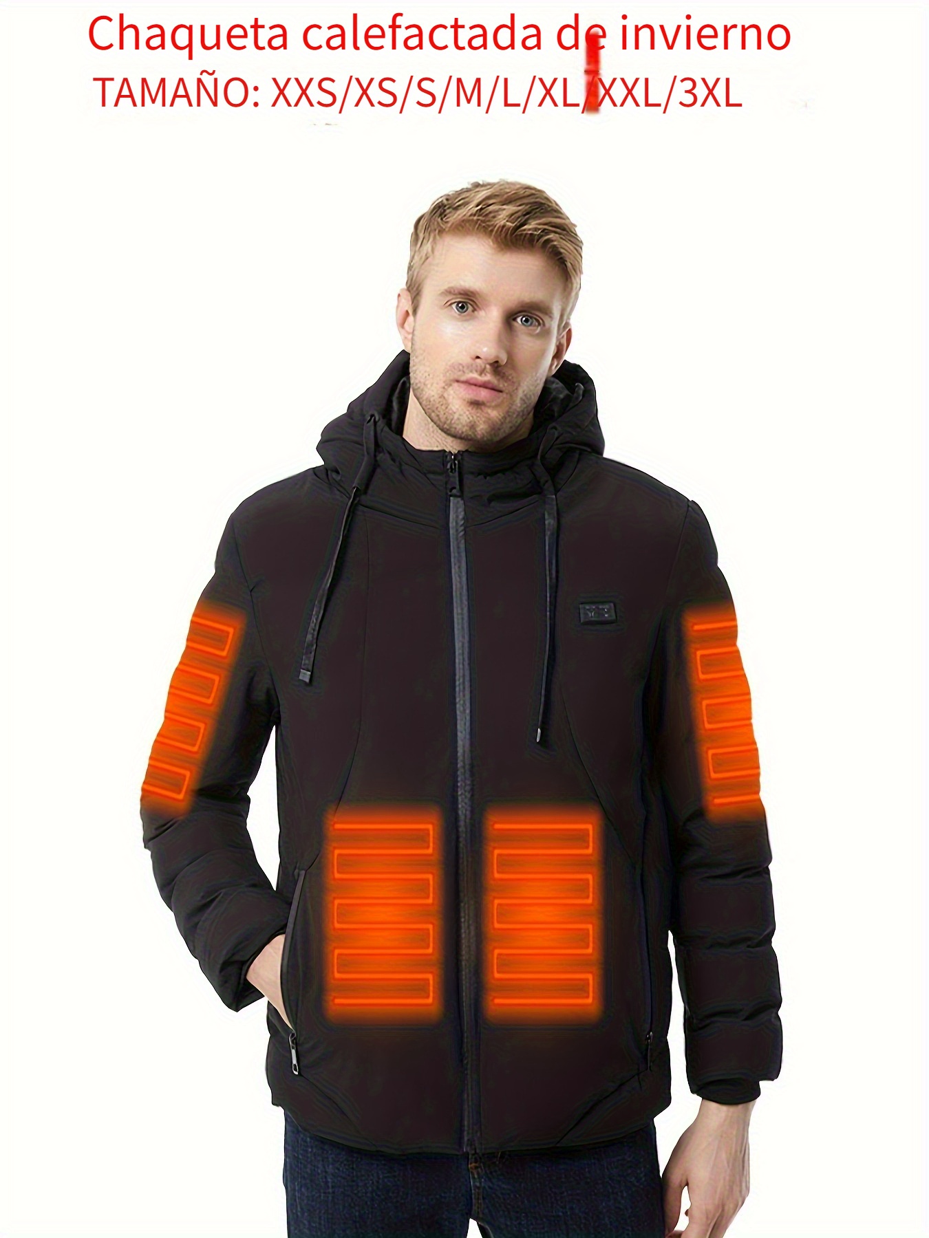 Abrigo cálido de invierno para hombre, chaqueta de calefacción eléctrica  USB con capucha, chaquetas de senderismo resistentes al viento, banco de