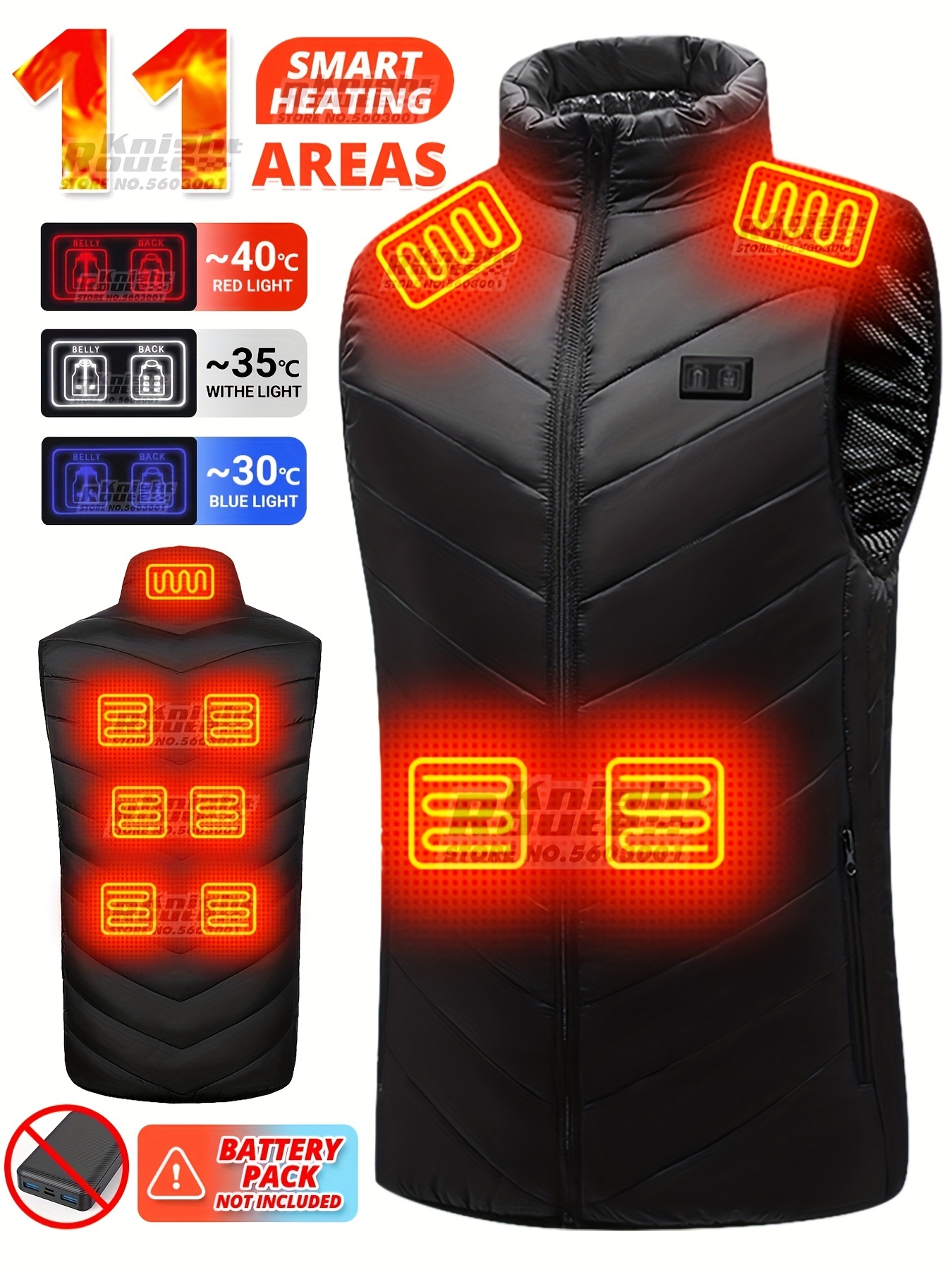 9 Areas Heated Vest For Men, (Battery Pack Not Included) Electric Heating  Warm Jacket, USB Rechargeable Outwear For Men's Winter Outdoor Activities