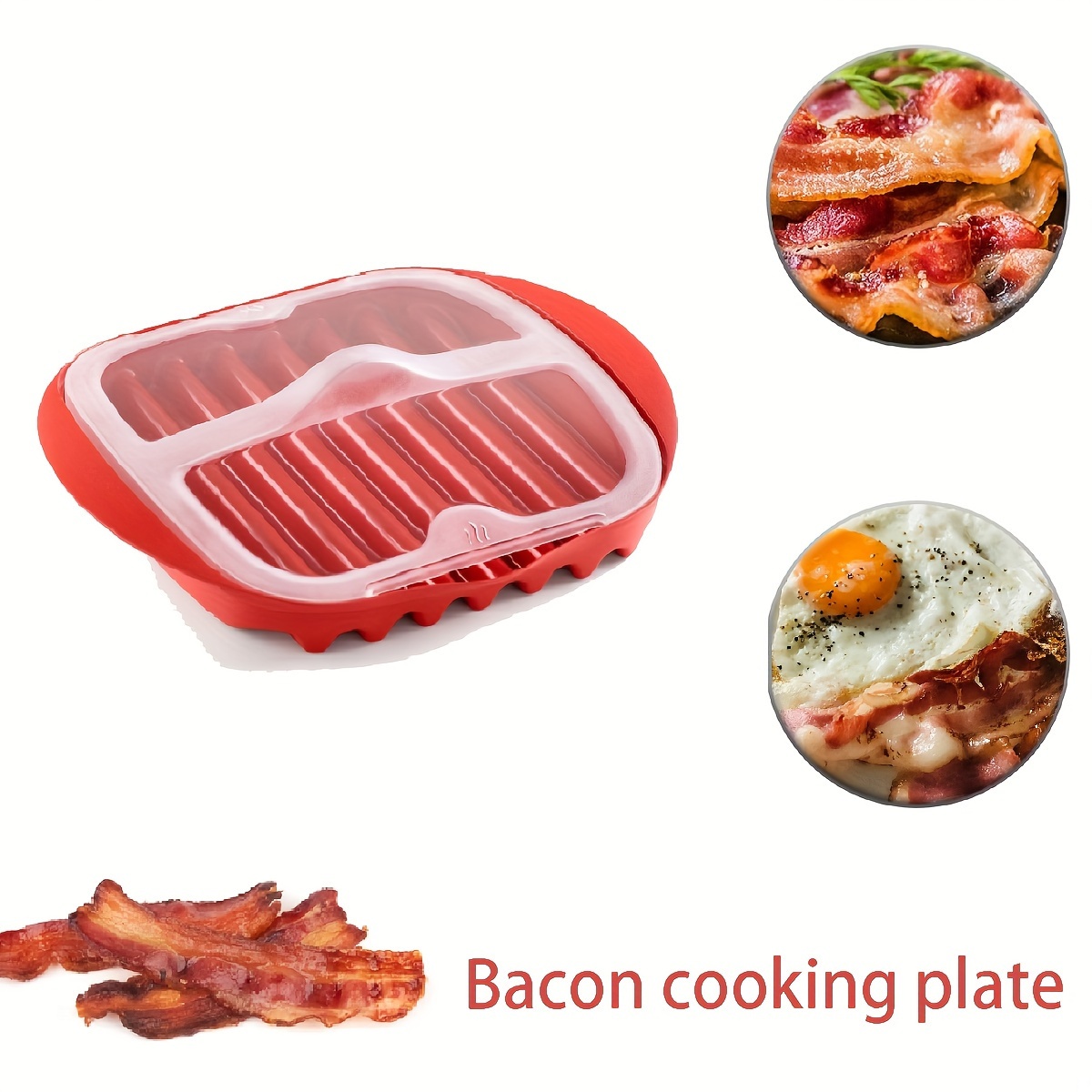 Microwave Bacon Maker Microwavable Bacon Grill,bacon Tray, Pizza Tray,  Sauce Tray, Microwave Oven Cooker, Red White - Temu