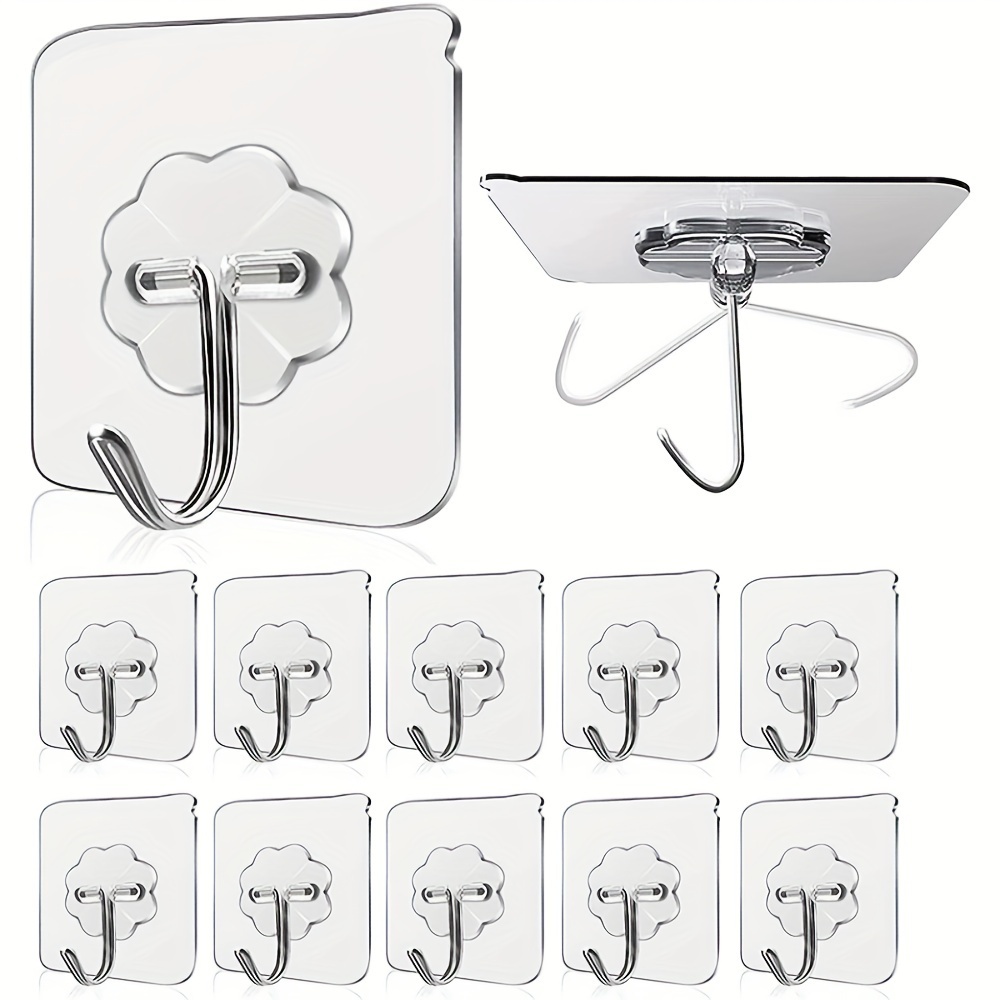 All-Purpose Large Adhesive Hooks, 12-Pack 20 lb(Max) Removable Wall Hooks  for Hanging, Large Waterproof Stick on Hooks for Organization 