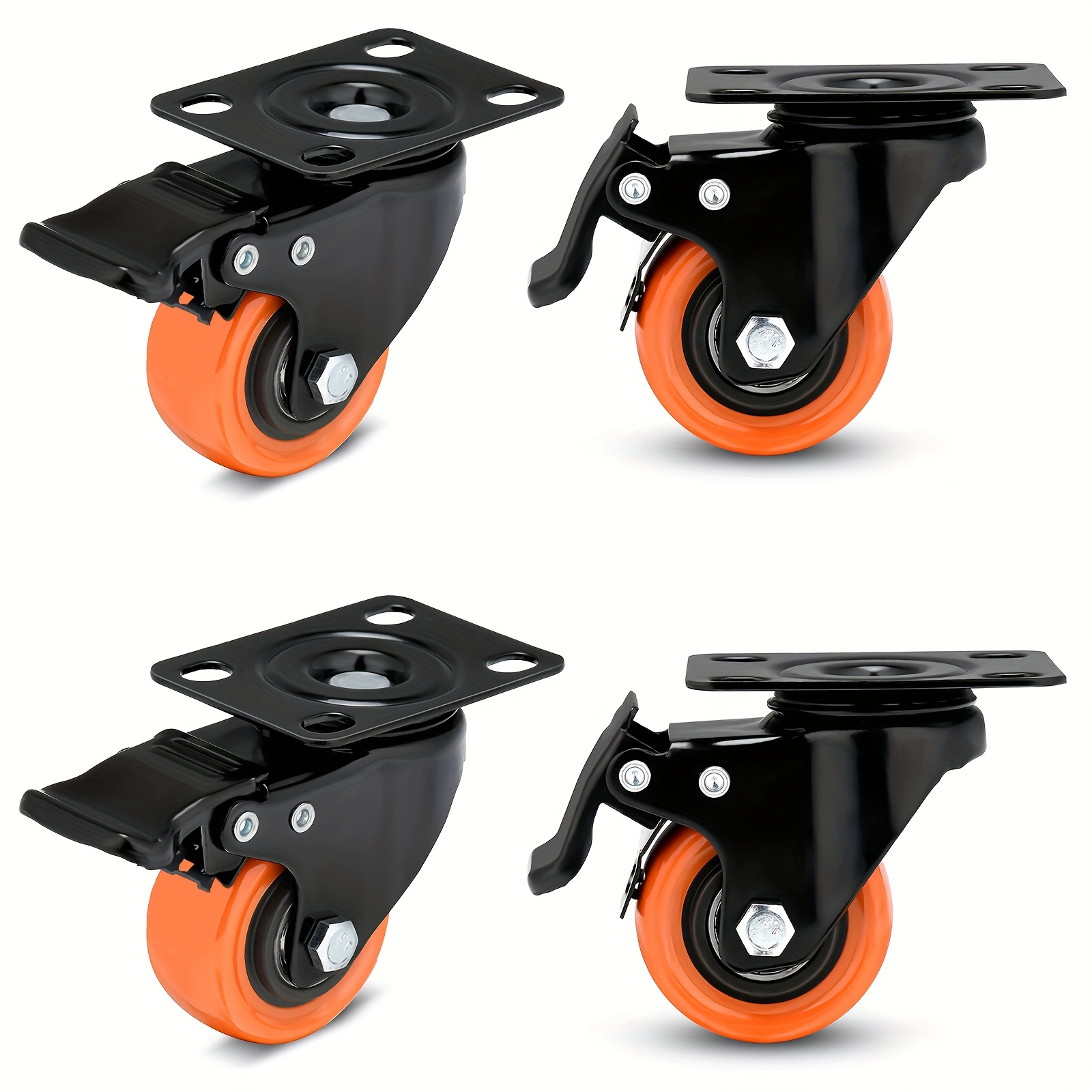 Paquete de 4 ruedas giratorias pequeñas en forma de L de 1 pulgada, rueda  de goma TPR, ruedas de metal en forma de L, placa de montaje lateral para