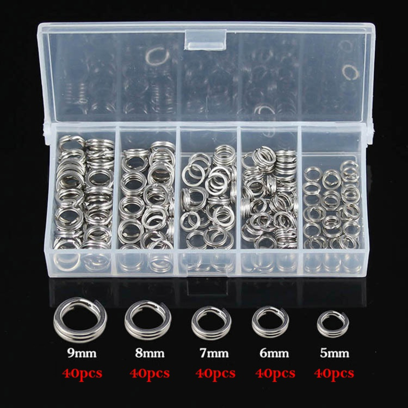 Halyuhn 200pcs 5-9 mm Crafts Double Split Rings Fishing, Key Rings for Keychains, Stainless Steel Mini Split Ring with Plier, Double Jump Rings for JE