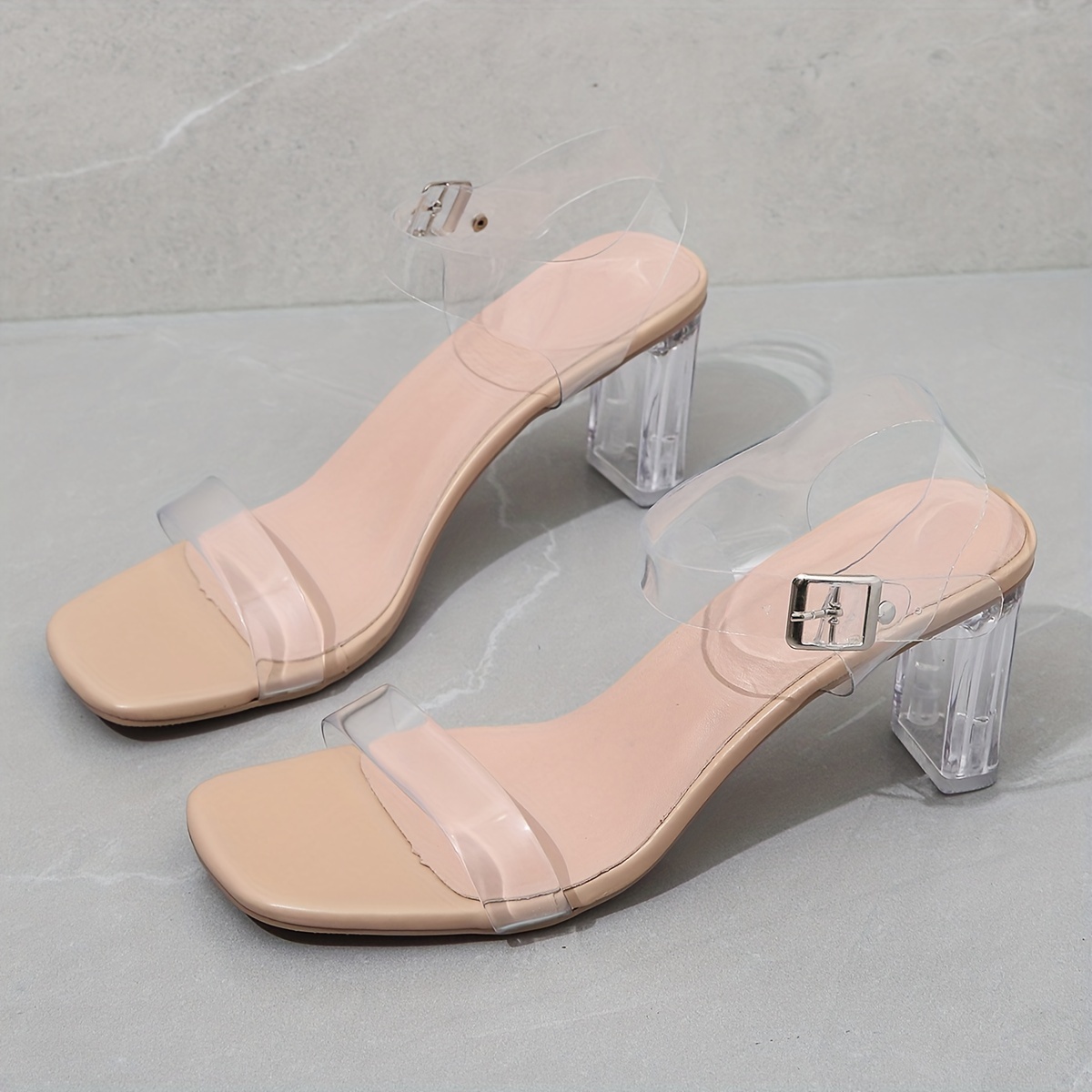 Mid heel hot sale perspex shoes