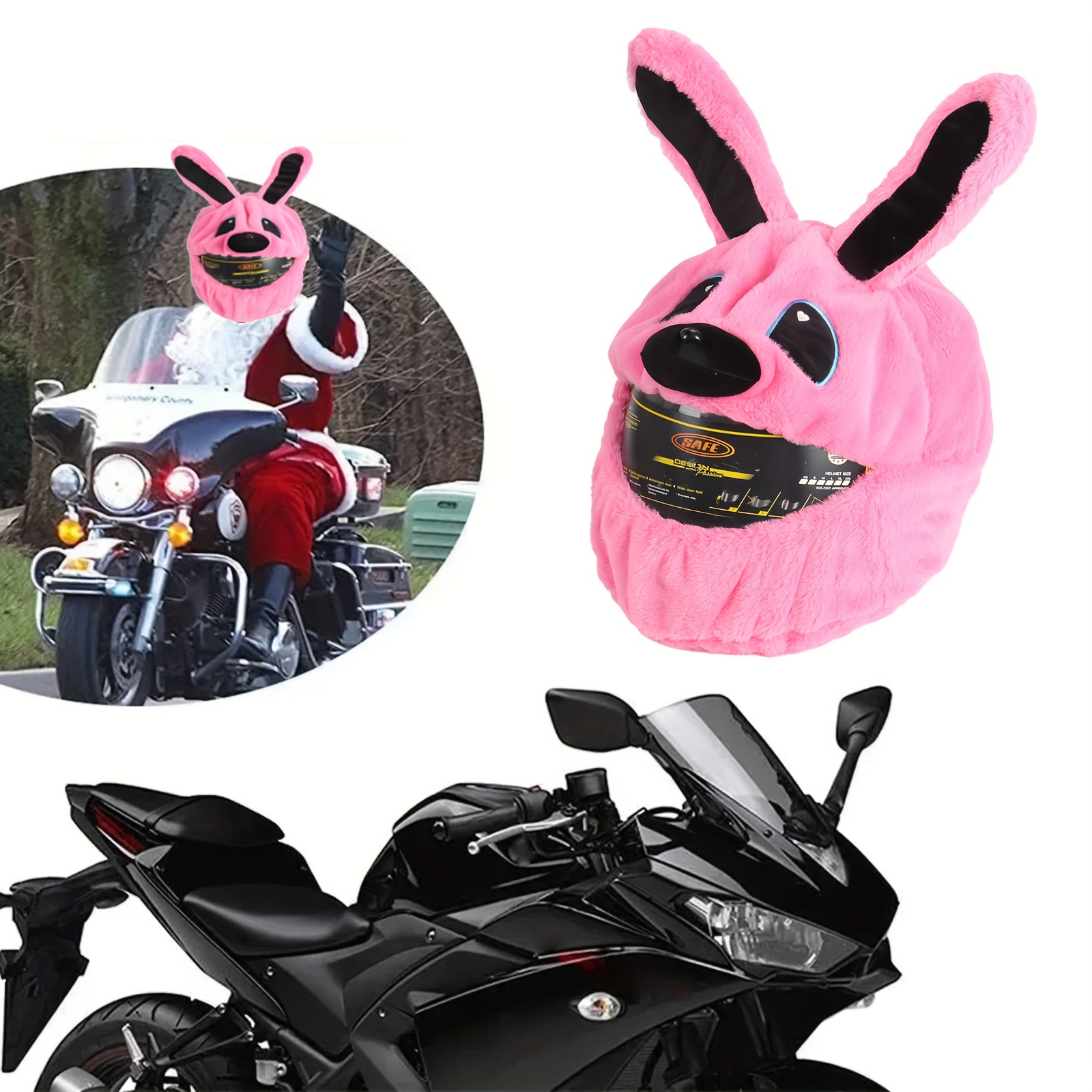 Funda de casco rosa para casco de motocicleta, divertida funda de casco de  animal de felpa para cascos completos, funda protectora de dibujos animados