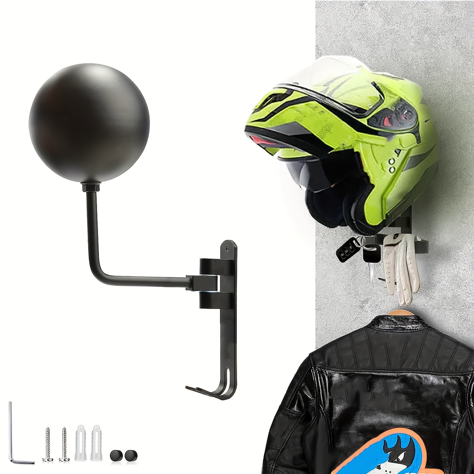 Helmet Stand - Porta Casco Teschio Moto, Supporto per casco da teschio da  moto montato a parete per bici, baseball e casco da rugby