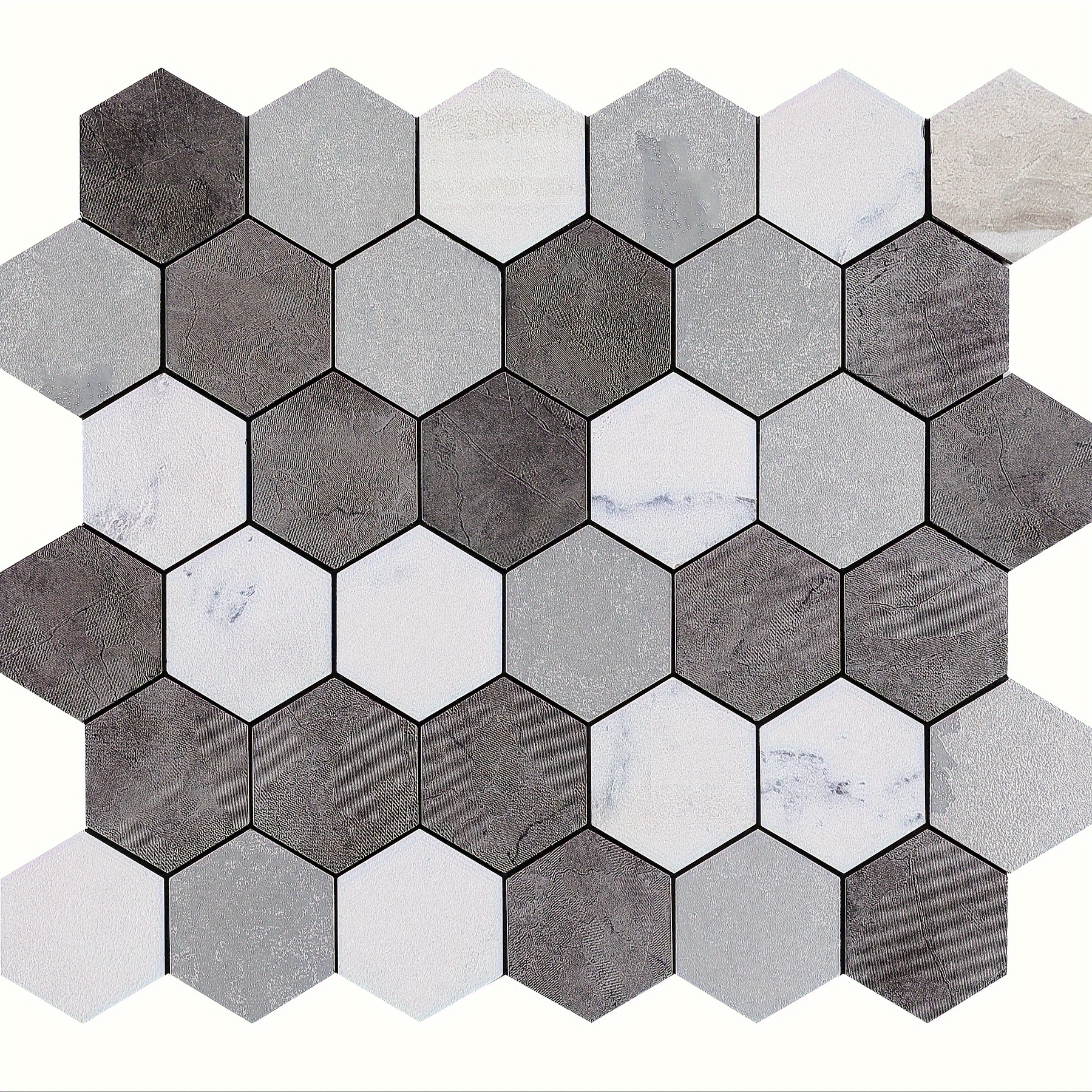 Blue Gray Hexagon Glass Marble Mosaic