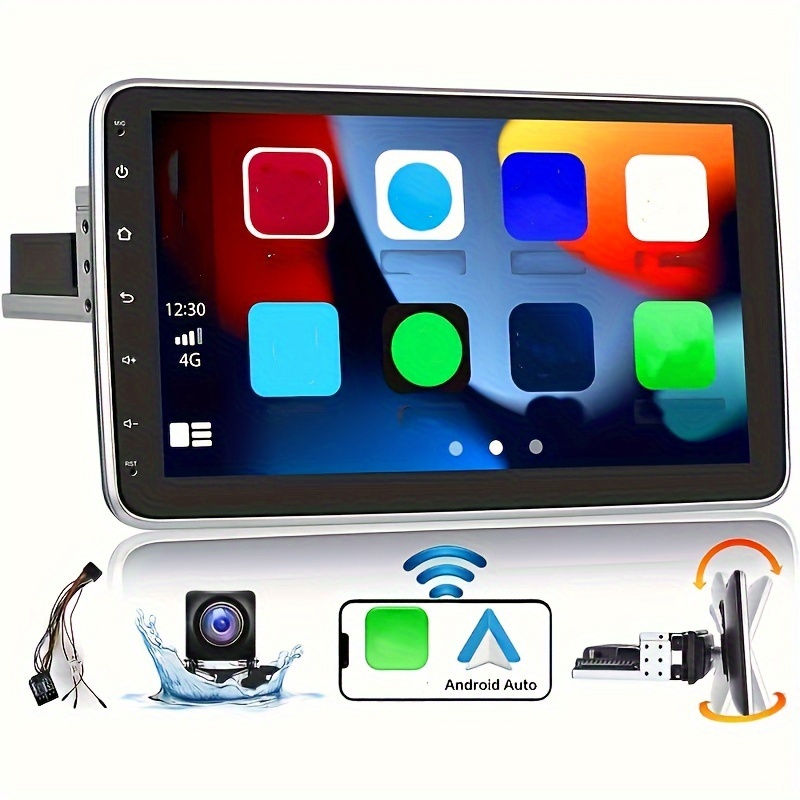 Estéreo Android de 10.1 pulgadas para automóvil con Apple Carplay  inalámbrico, pantalla táctil ajustable, receptor de radio para automóvil  con
