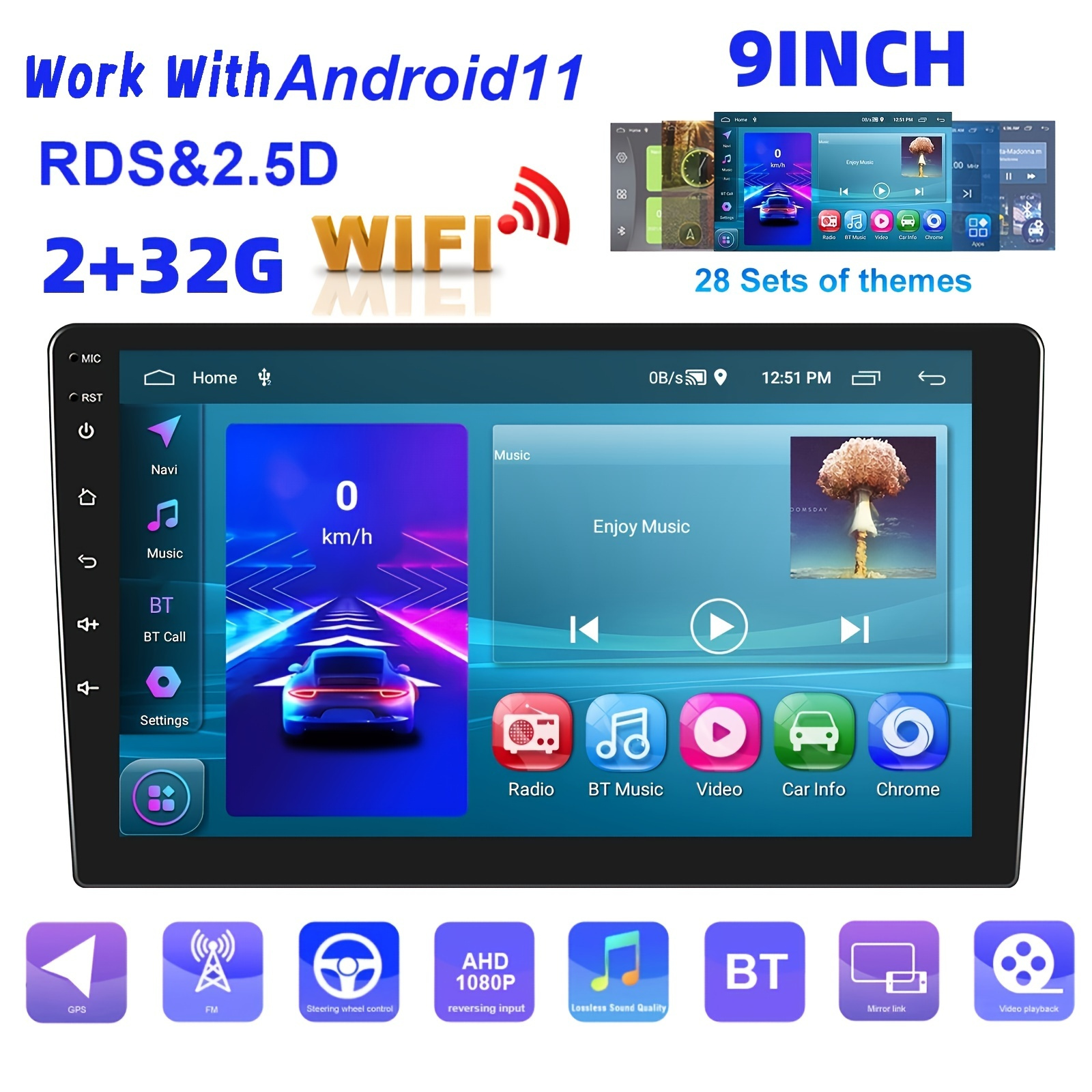 Android Simple Din Écran Tactile Autoradio 7 Pouces 1 Din - Temu