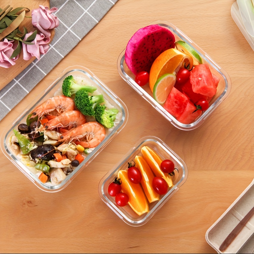 Amber Bento Box Glass Meal Prep Containers Compartments Glass Food