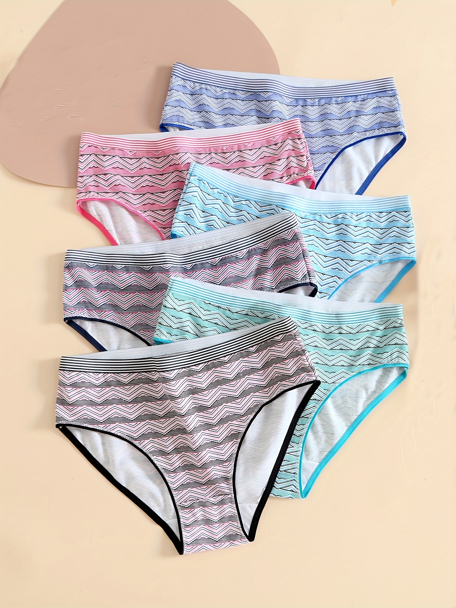 6 Pack Plus Size Casual Underwear Set, Women's Plus Letter Tape Contrast  Lace Medium Stretch Cool Comfort Full Briefs 6pcs Set