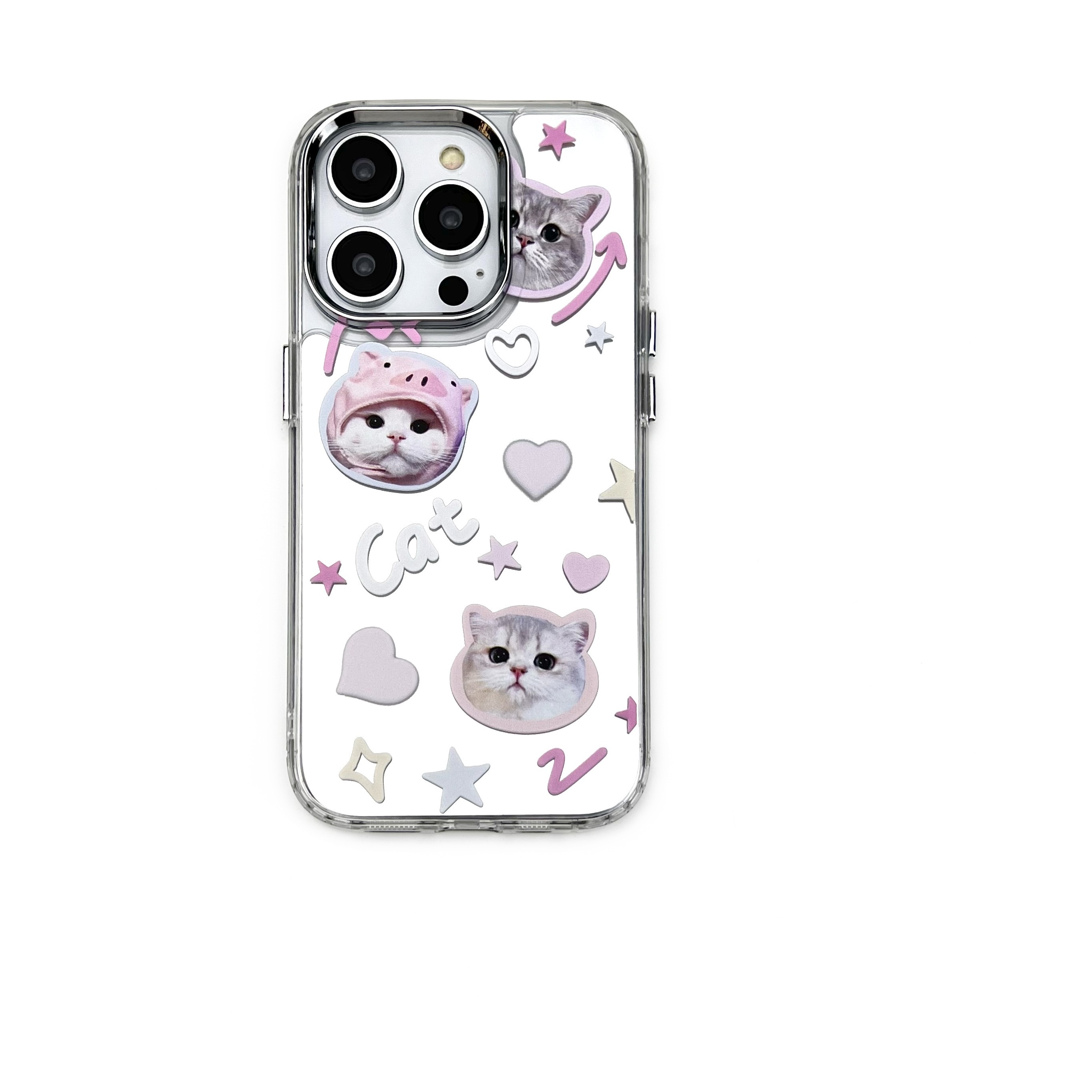 Luxury Cartoon Cats Laser Phone Case for iPhone 11 Pro Max 12 13 14 Pro Max  14 Plus Leather Camera Lens Protective Cover Funda