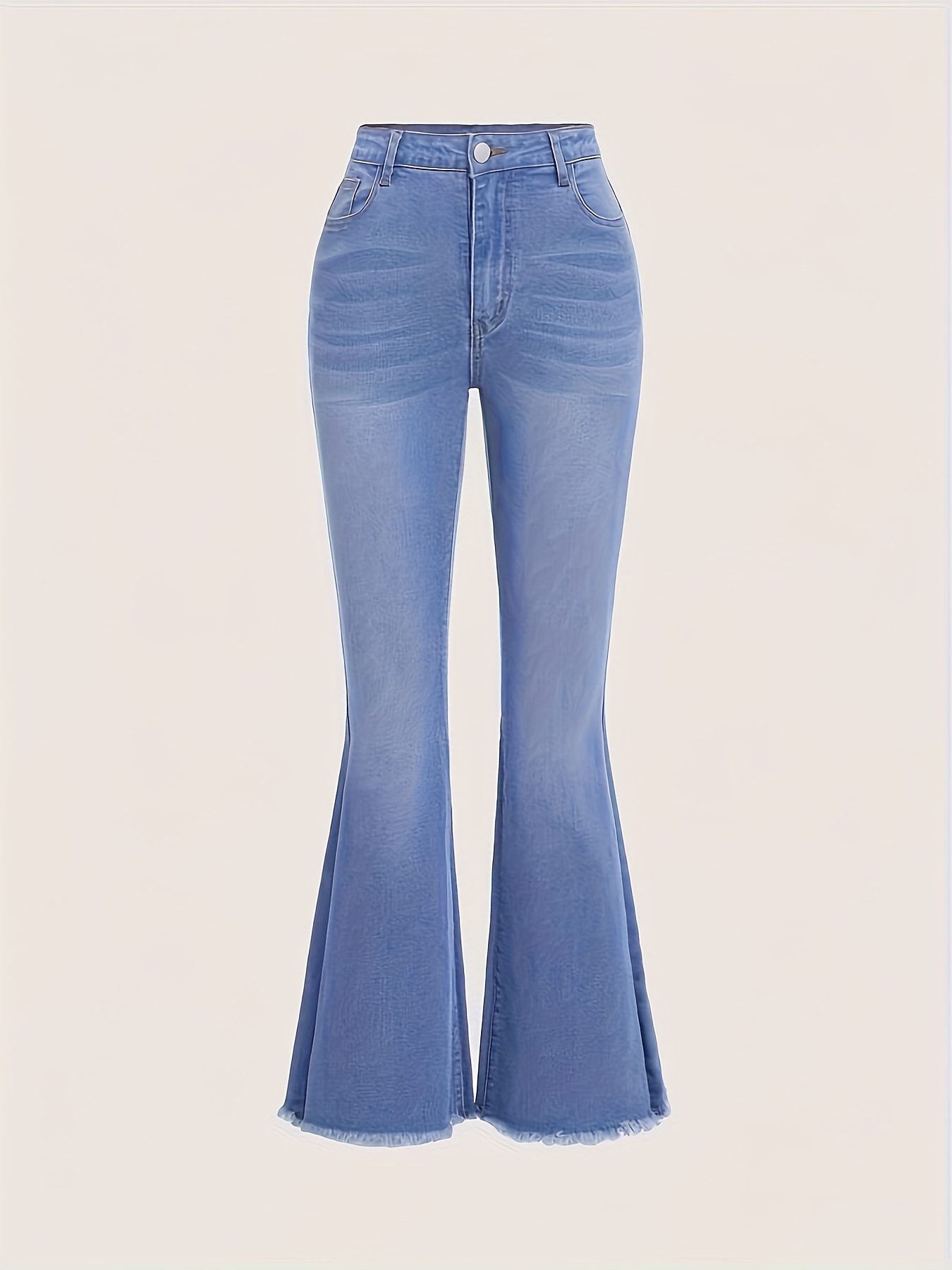 Double Button High Mom Jeans Light Washed Blue Slash - Temu South