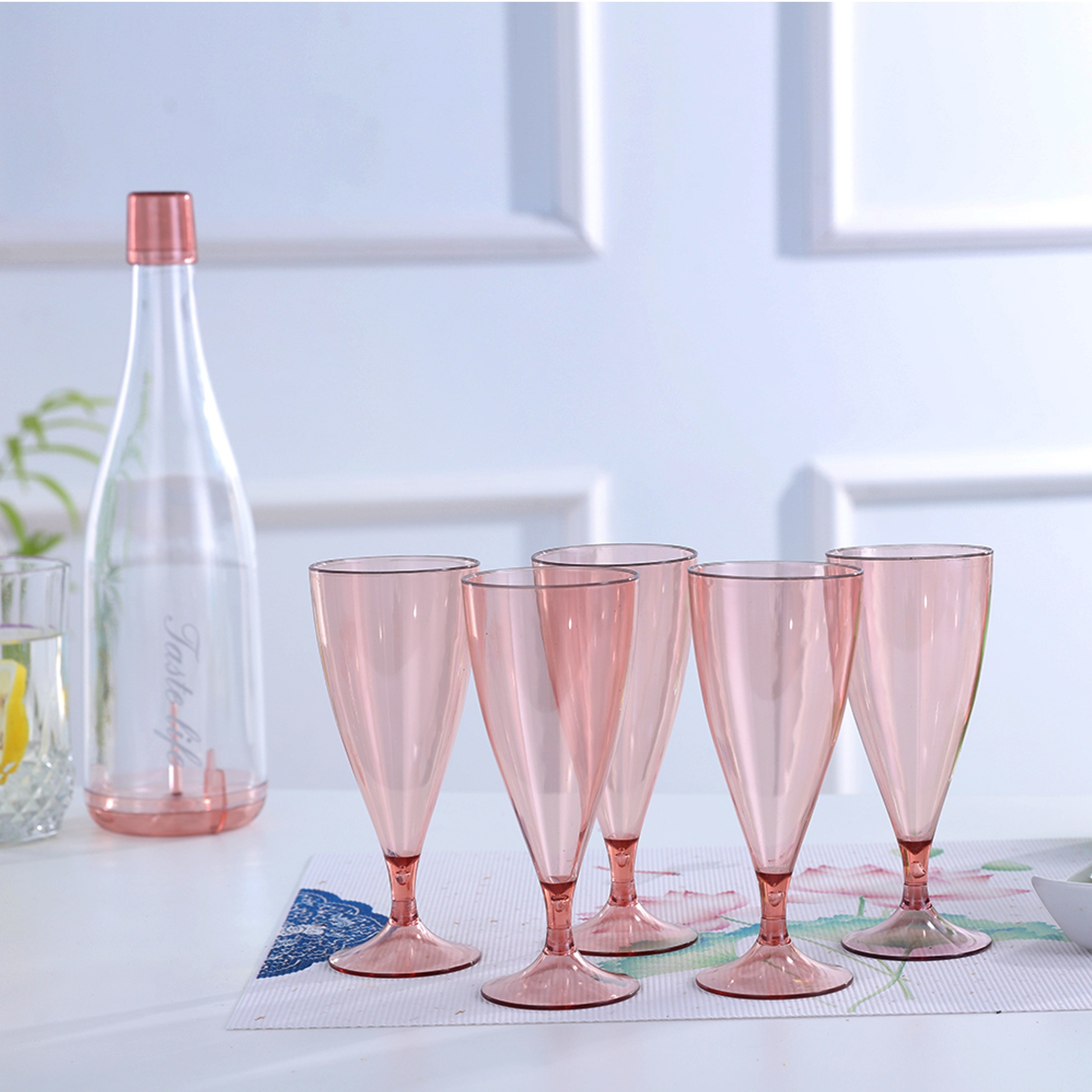 2/6Pcs 150Ml Champagne Glasses Set Double Wall Glass Cup Stemless