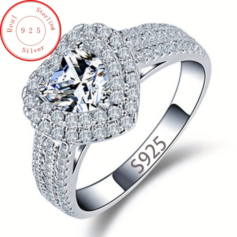 Bridal Wedding Band Ring Inlaid Round Shape Shiny Zircon Sweet Proposal Ring  For Your Loved One - Temu