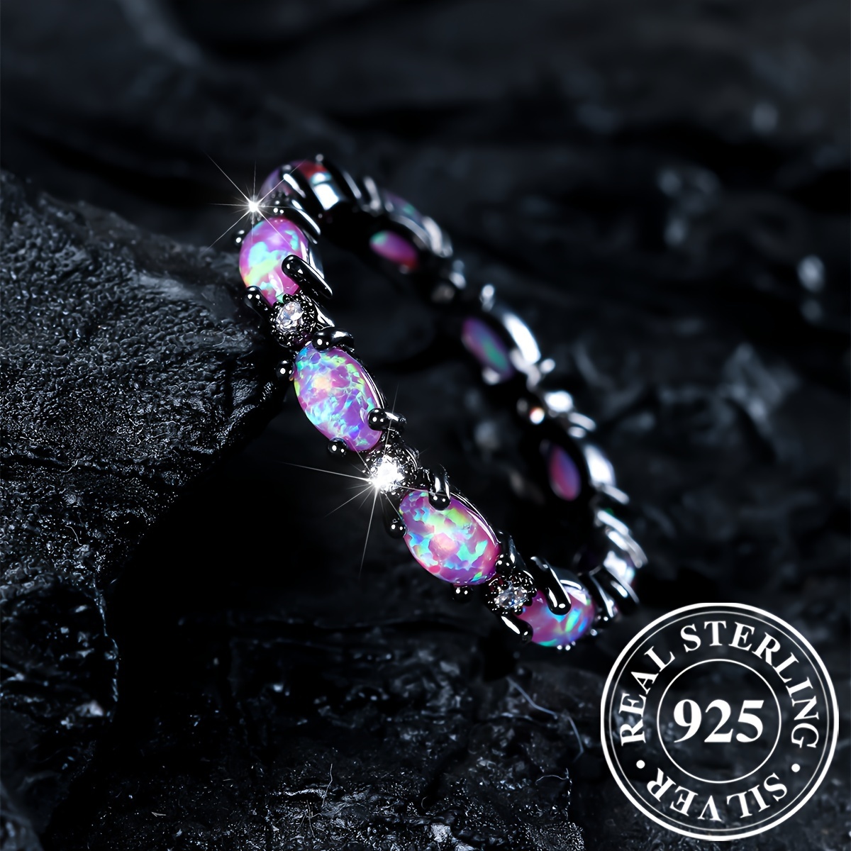 Purple fire store opal ring