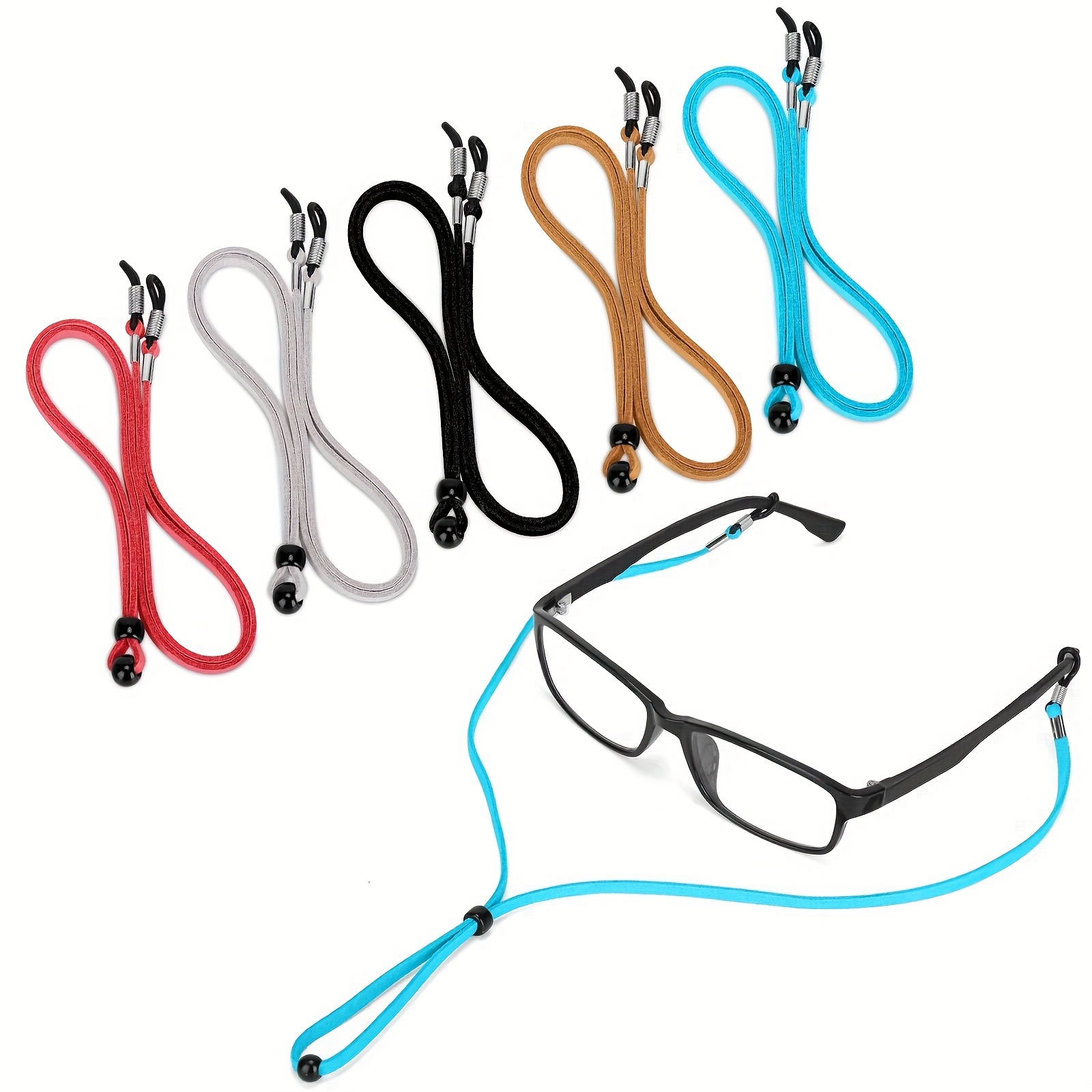 1pc Brown Frame Glasses And 1pc Colorful Glasses Chain