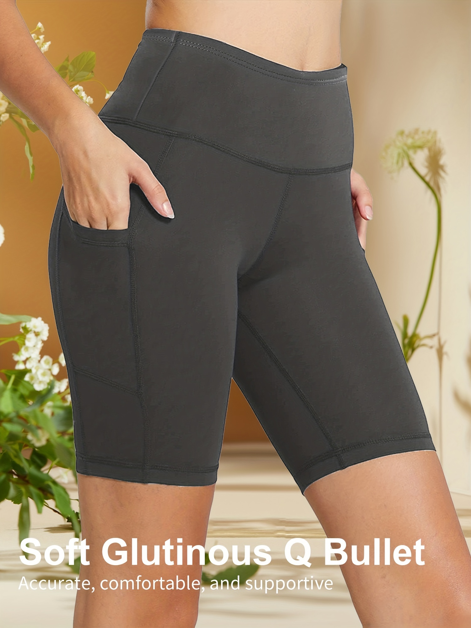 High Waist Bike Shorts, Pocket Casual Short Leggings For Workout, Women's  Clothing