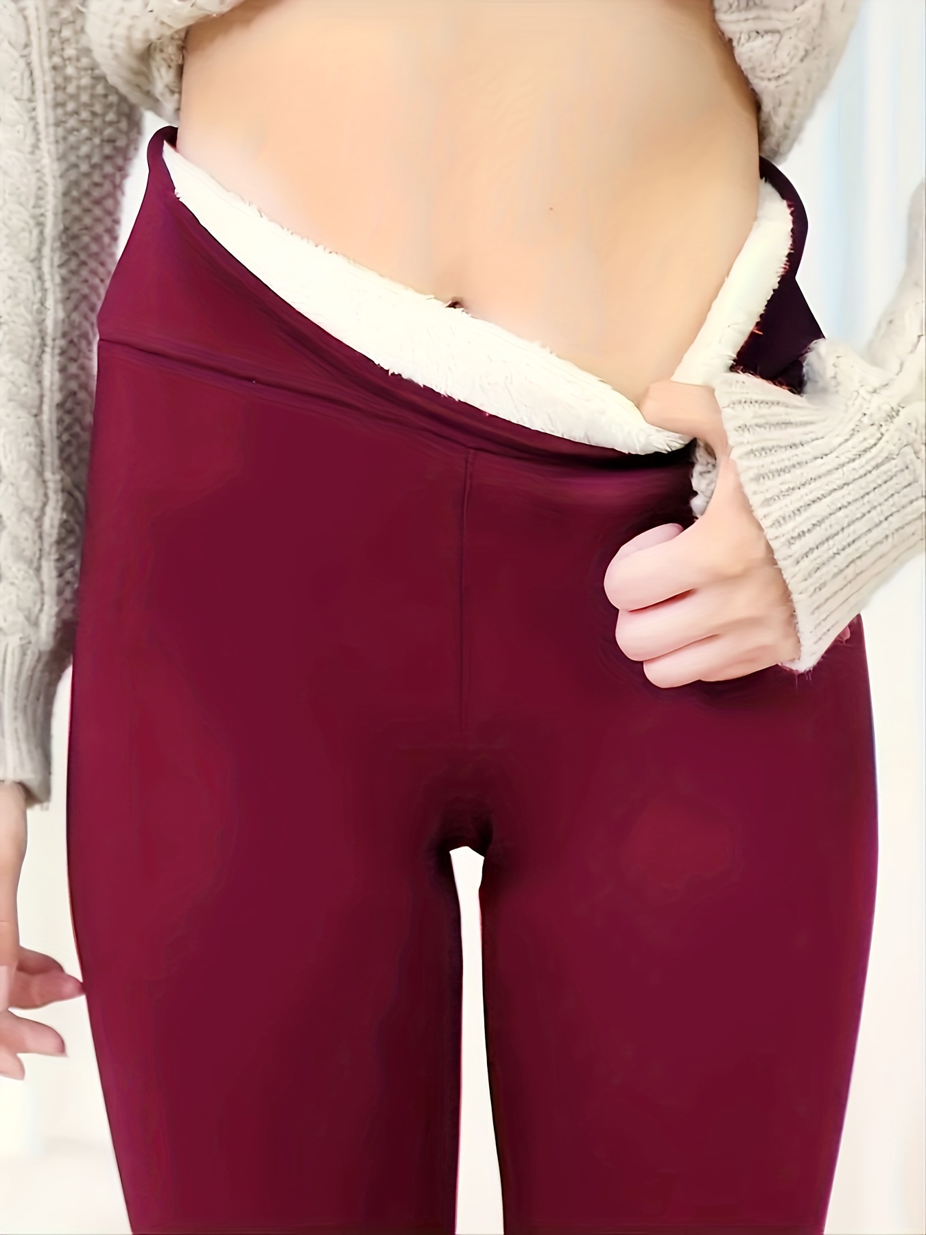 Womens V Cross Waist Leggings Fleece Thickened Tights Trendy High Rise Yoga  Pants Full Length Thermal Trousers