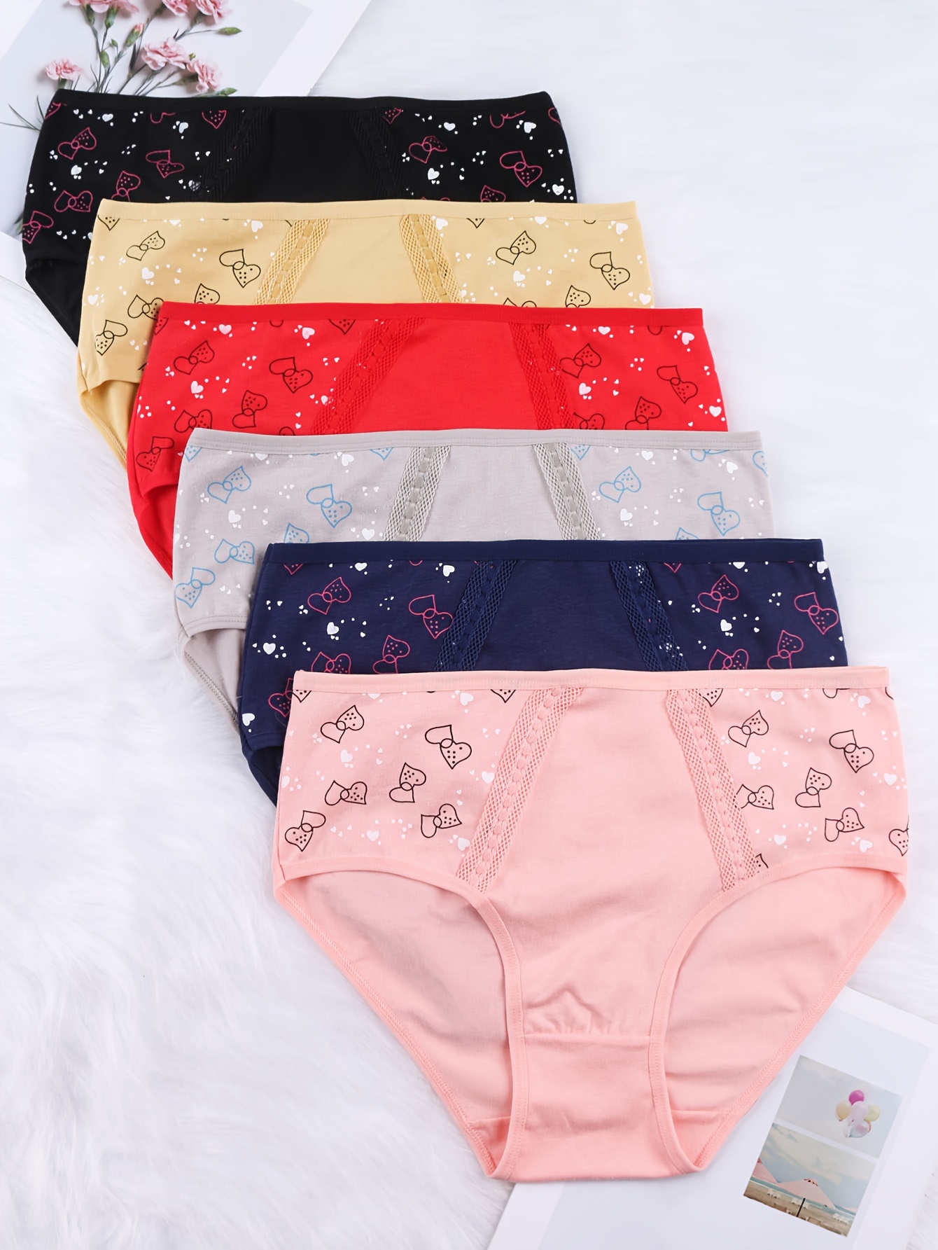 6pcs Mixed Pattern Hipster Panties, Comfort & Breathable Elastic Intimates  Panties, Women's Lingerie & Underwear