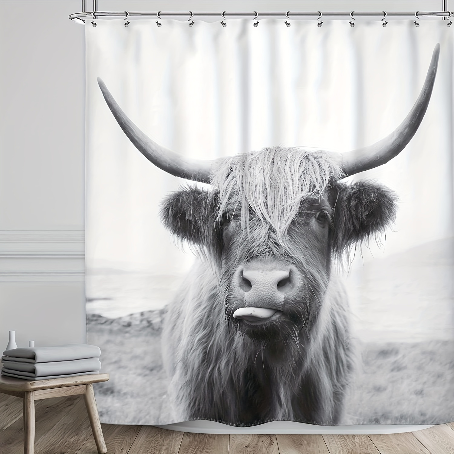 Camo Shower Curtain Black American Flag Elk Moose Wildlife - Temu