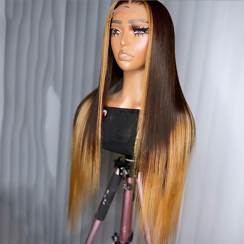 150 Density Highlight Honey Blonde Brazilian Remy Human Hair Wig with T Part and Lace Front Perfect for Women Who Want Natural Looking Hair