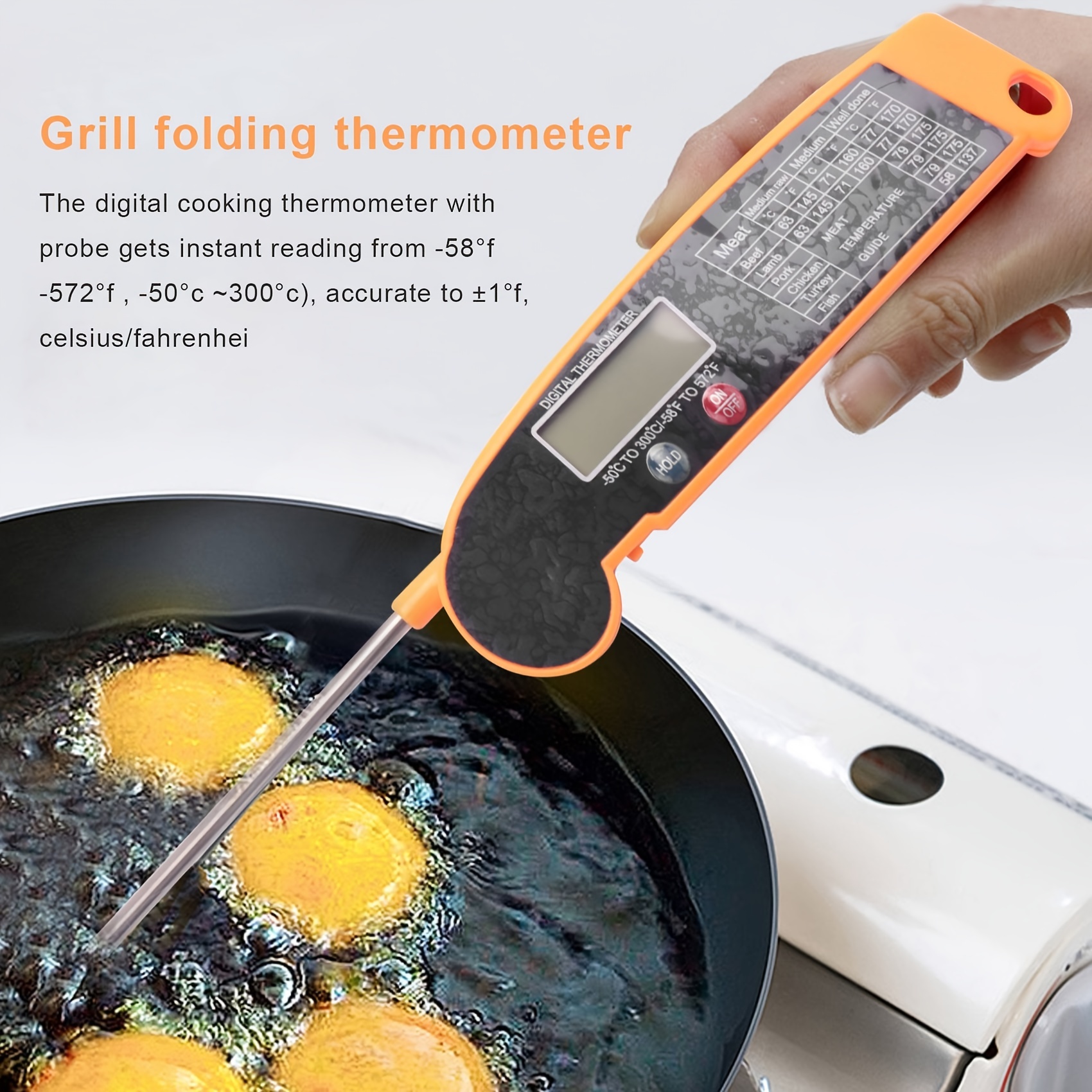 1pc Meat Thermometer With Highly Accurate Temperature Probe, Electric  Cooking Thermometer For Kitchen Food Grilling Grill Bbq Smoker Liquids  Fryer Hot Oil Frying, Free Shipping For New Users