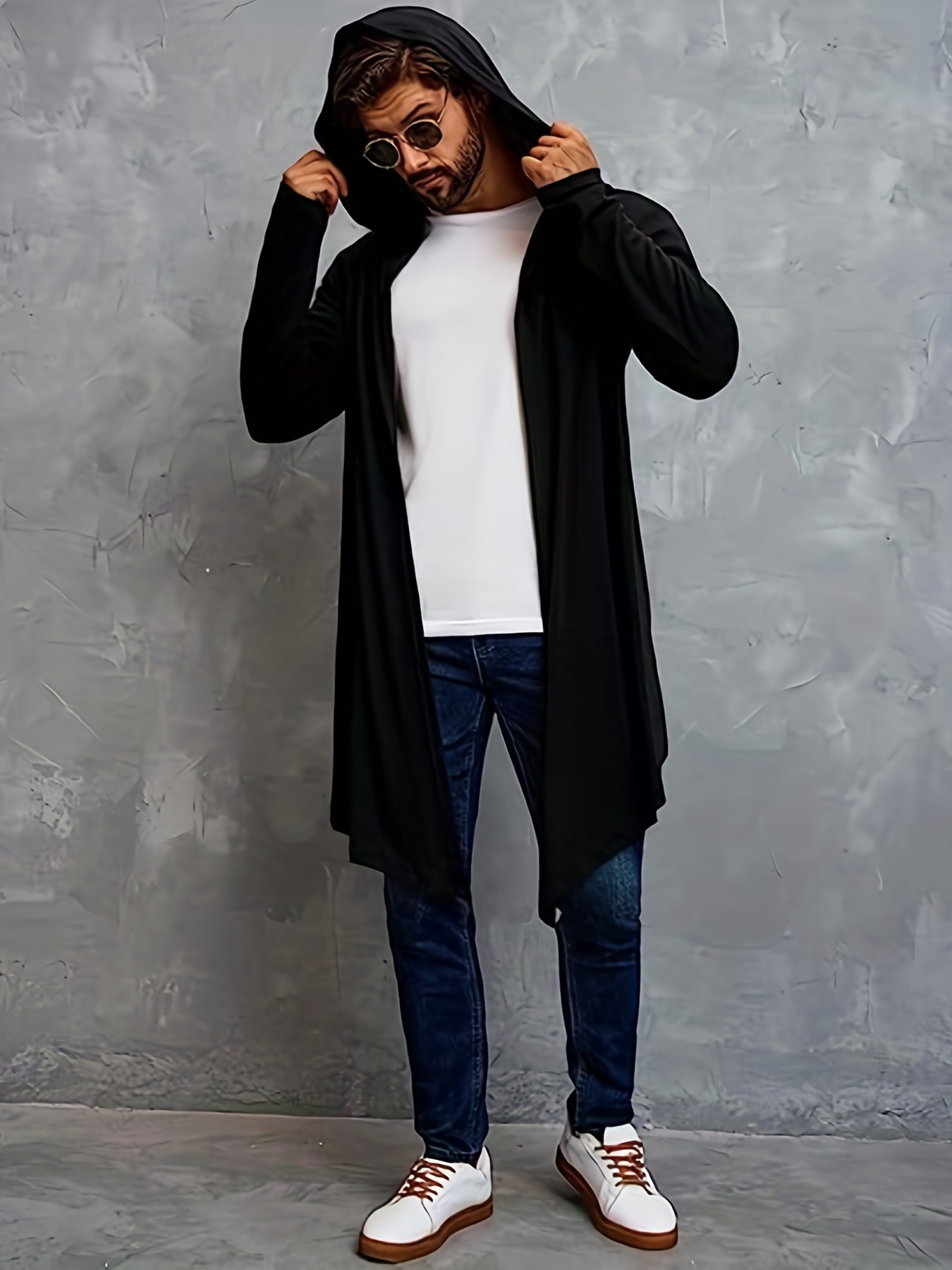  Men Denim Jacket Streetwear Hip Hop Men's Hooded Jean Jackets  Male Casual Outerwear : Clothing, Shoes & Jewelry