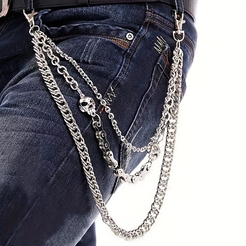 1pc Multi-layer Rivet Pant Chain, Street Metal Trouser Key Chain Punk  Hip-Hop Waist Chains Belt For Pants Jeans Accessories For Men
