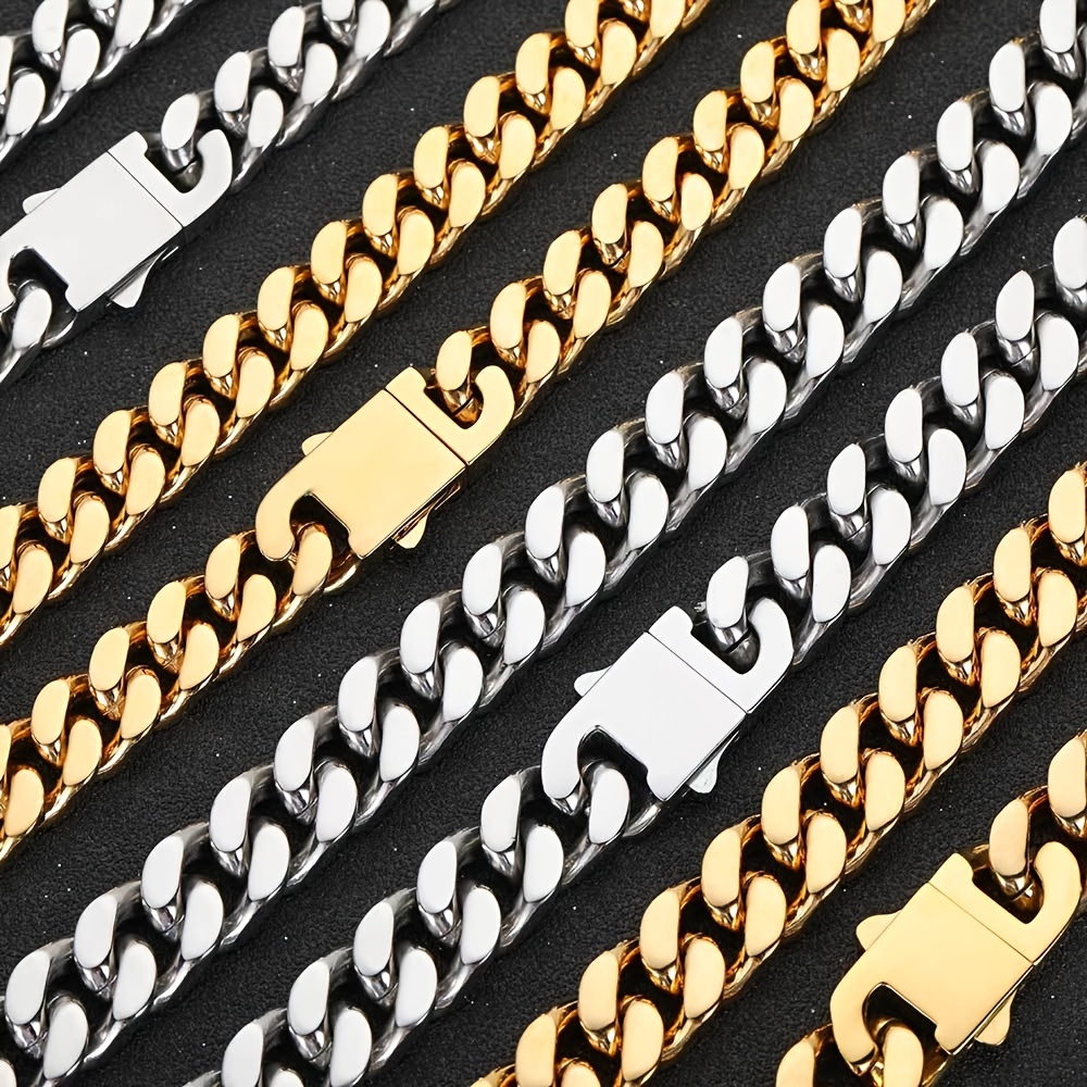 1m/39.37inch Stainless Steel Cuban Chain For Jewelry Making Bulk Thick Flat  Link Chains DIY Punk Necklace Hiphop Bracelet Accessories