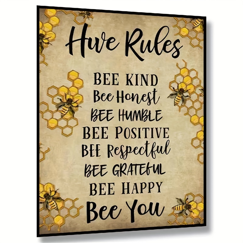 1pc Bee Garden Decor Bee Hive Rules Sign For Home Honey Bee Decorations  Hive Rules Signs Bumble Metal Tin Signs Bees Kitchen Wall Decor Outdoor  Beehive Decoration Bee Hive Classroom Decor 12x8