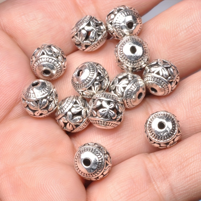 Round Spacer Beads Alloy Antique Silver Metal Spacers Charm - Temu