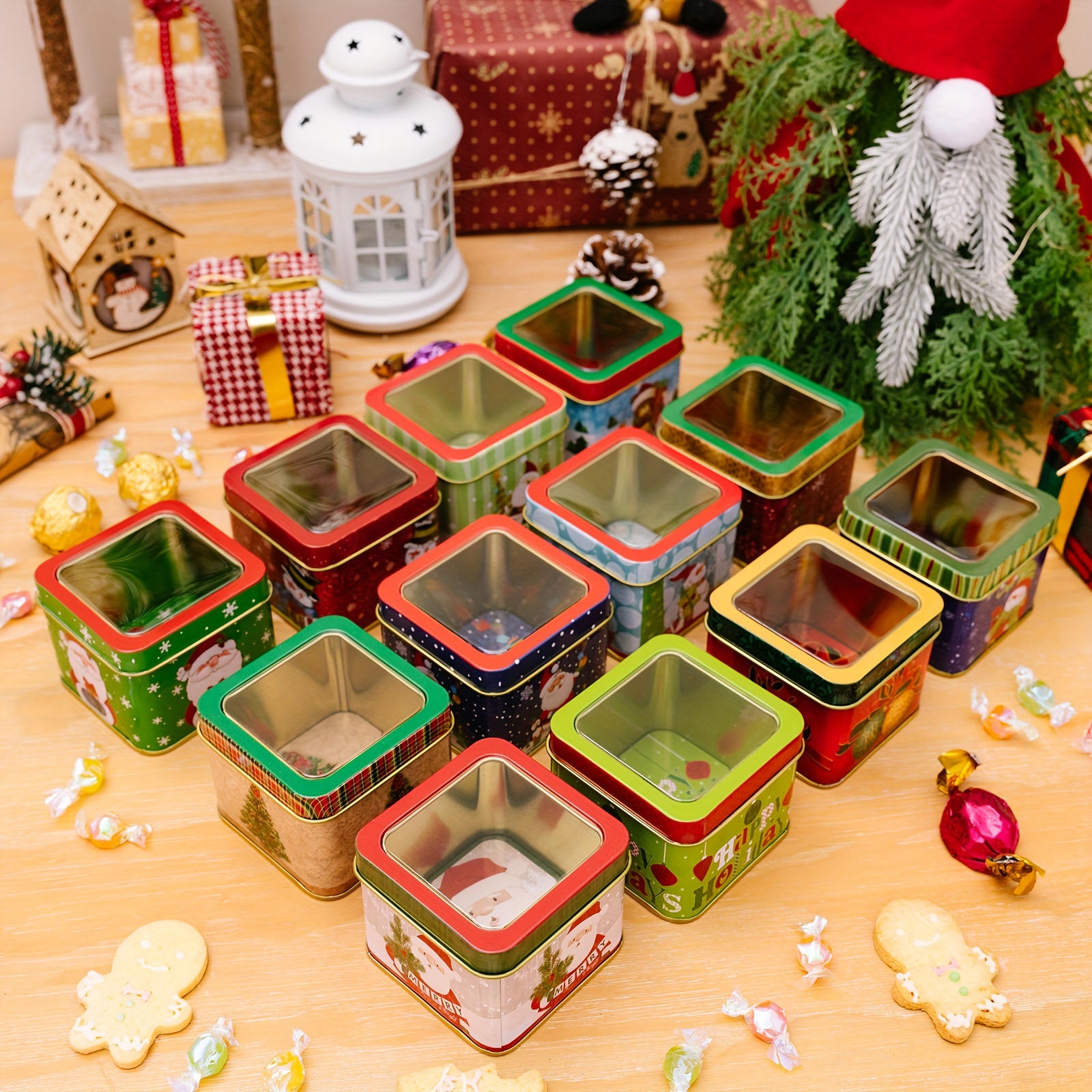 New Christmas Candy Storage Tin Box Large Square Metal Cookie Tea Coffee  Organizer Case Children Gifts Decorations for Festival - AliExpress