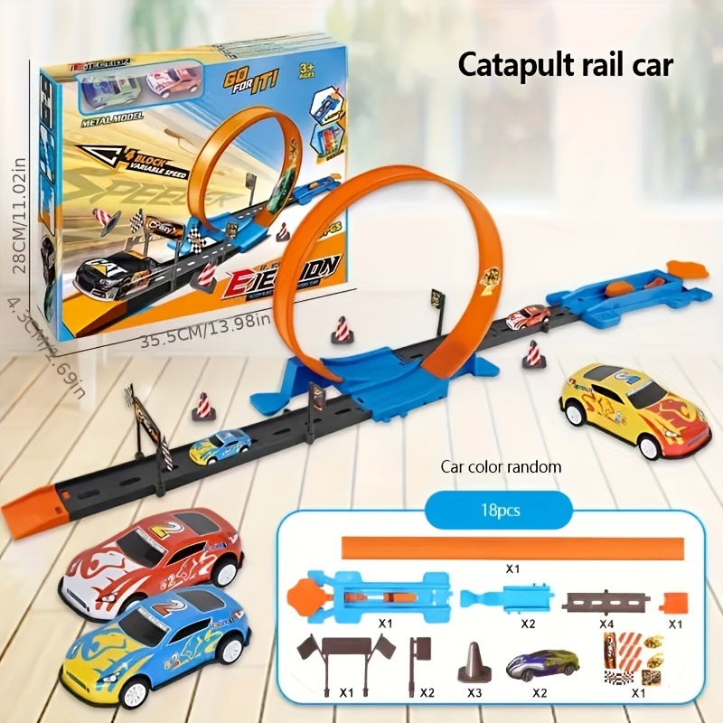 Juegos de pistas de carreras eléctricas para niños y niños, incluye 4 autos  de ranura a escala 1:43 y 2 controladores, juguetes de regalo para niños
