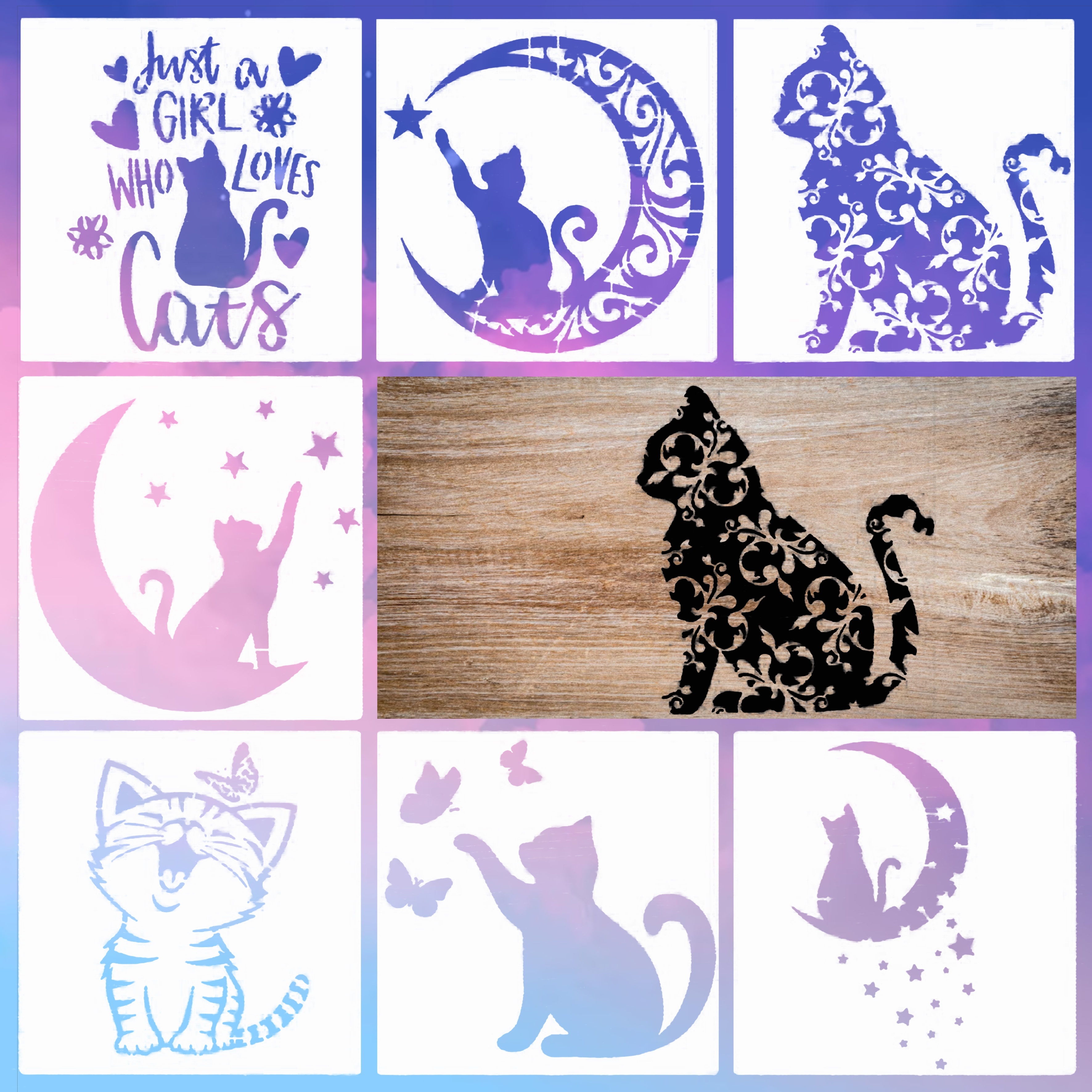 Cats / Dog Theme Reusable Silk Screen Stencils Washable - Temu