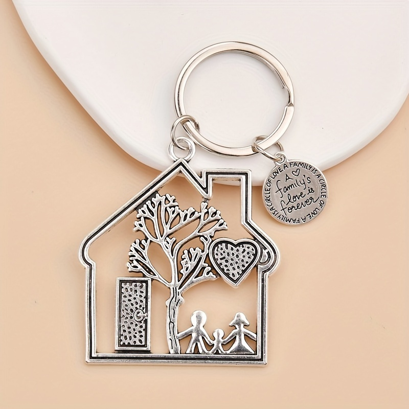 Moon and House Pendant Keyring Metal Key Chain Bag Charm Key Holder Birthday Gift Keychains Key Chain Key Ring Holder,Temu