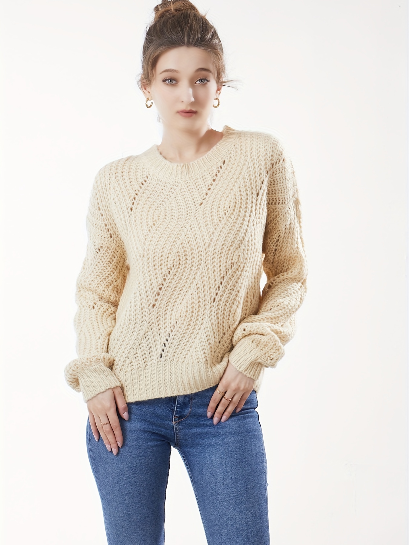 White Hole Knit Jumper, Womens Jumpers