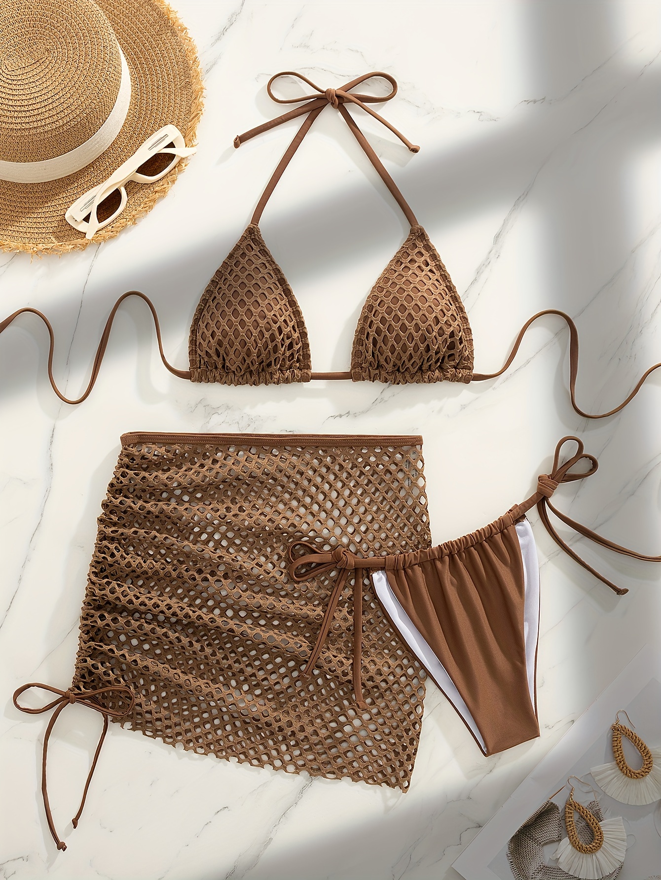 HOT Louis Vuitton Brown Luxury Bikini Set Swimsuit Jumpsuit Beach