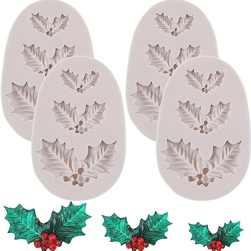 6Pcs Christmas Fondant Molds Set, Mini Xmas Fondant Molds Snowflake  Chocolate Candy Soap Cake Mold Christmas Tree Reindeer Holly Leaves Baking