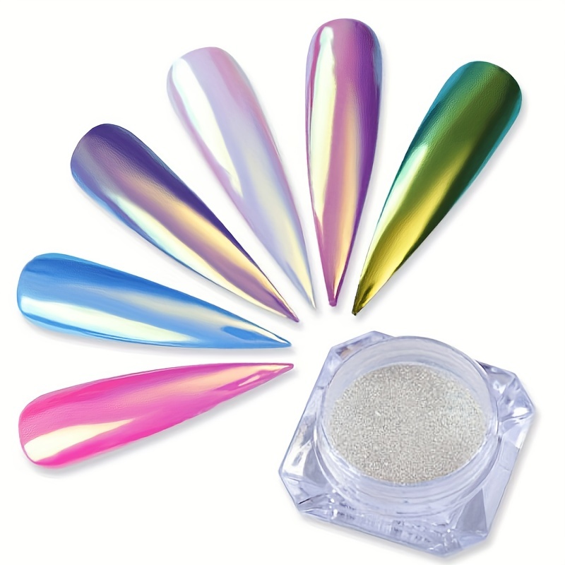 Pearlescent Pearl White Mirror Holographic Clear Aurora Chrome Powder  Summer Dating Refreshing Nail Powder For Nail Art