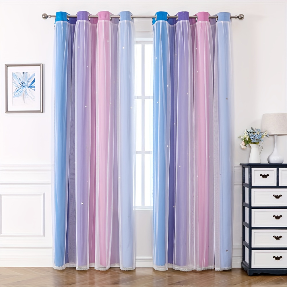  SIGOUYI Cortinas de ventana, cenefas de campo lavanda para  ventanas, cortinas de cocina con lazos de 52 x 45 pulgadas, cortina  ajustable con bolsillo para barra de globo, para ventana pequeña