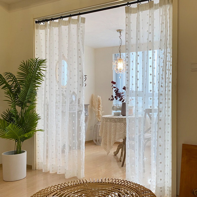 Comprar Cortinas bordadas a rayas blancas, cortinas semiopacas, cortinas  ahuecadas para ventana de cocina y sala de estar