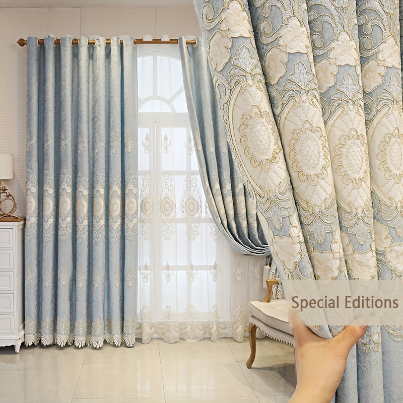 Cortina de ventana de doble capa, elegante cortina de encaje bordado y  cortina de sombreado opaco, panel de cortinas con ojales sólidos para sala  de