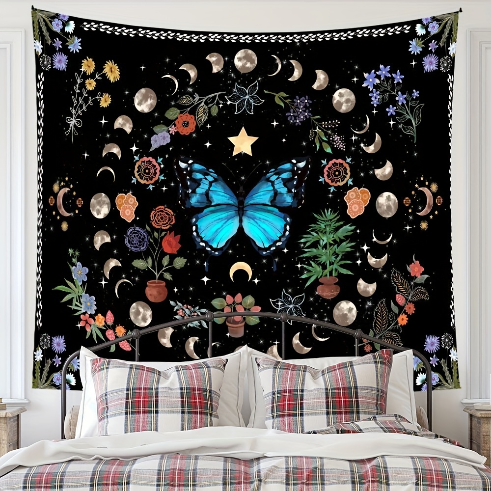 1pc Black Butterfly Pattern Kitchen Mat, Skin-friendly