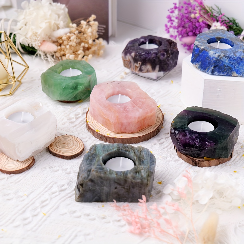 1pc Natural Rock Salt Candlestick Natural Mineral Tea Light Holder