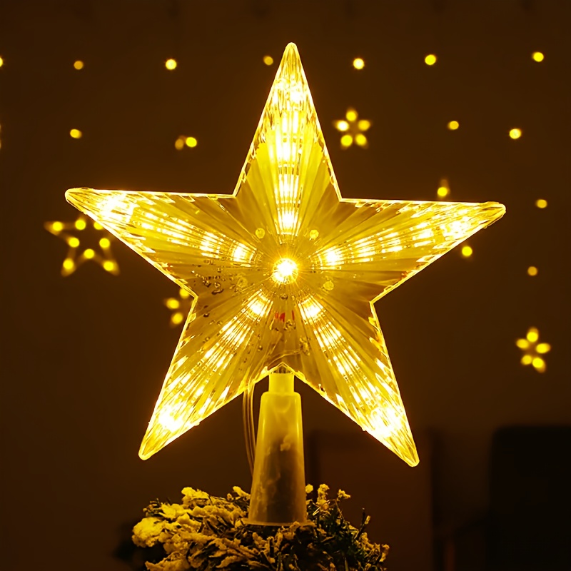 1pc Christmas Tree Topper Hat With Star And 11 Modes Led Projection Lamp,  Remote Control, Us Plug