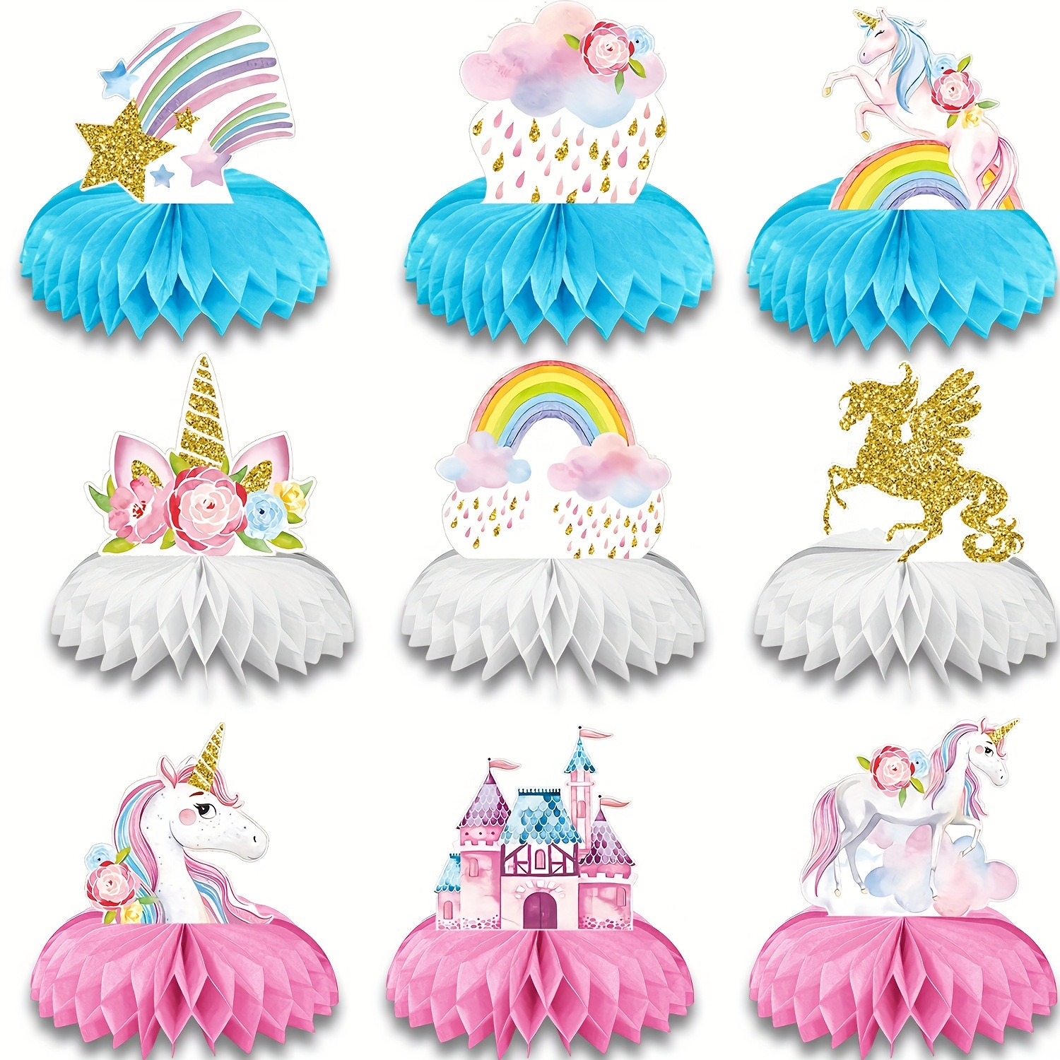 Unicorn Cupcake Topper - 35PCS Rainbow Unicorn Party Decorations