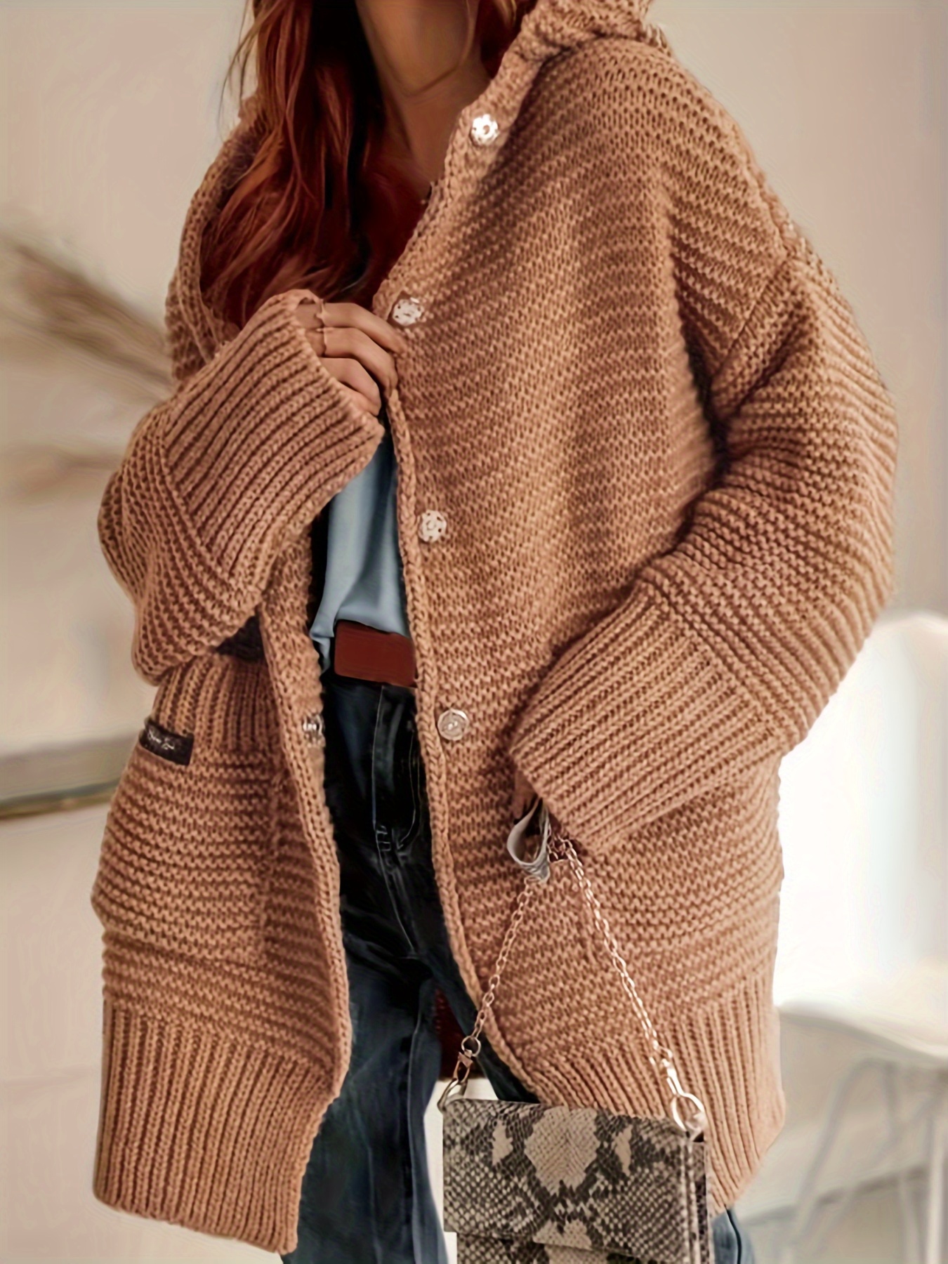 Chellysun oversize shop chunky knit cardigan